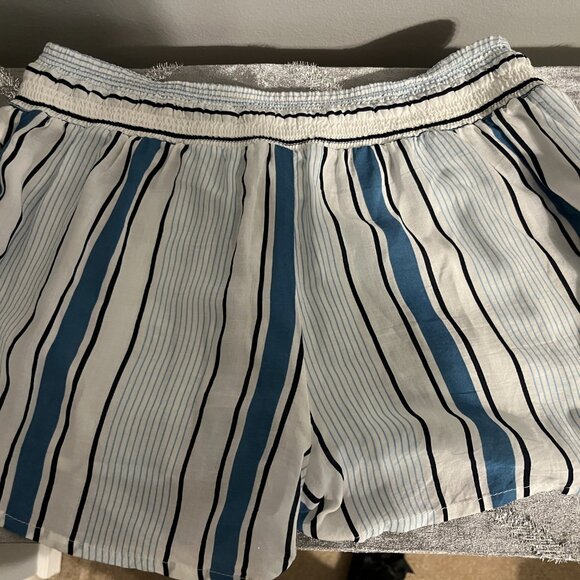 Surf Gypsy Printed Side Lace Up Swim Cover Up Shorts Stripe Beach Blue Sz S - Picture 4 of 5